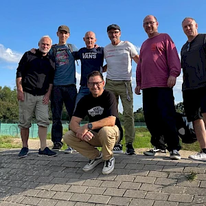 Ekkehardt with the first and second generation BMXers from Bremen-Grohn at the 40th anniversary of the Vegesack BMX Club 2013