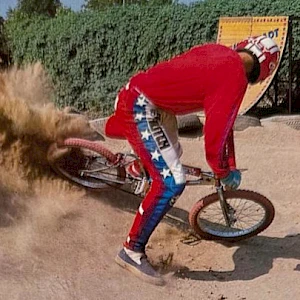 Powerslide in a bike test from BMX Special, 1983