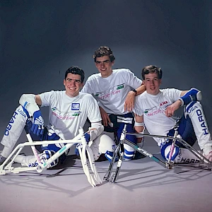 The boys in the photo studio with the first frames