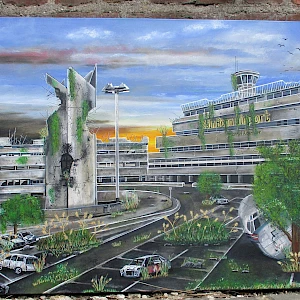 Der Kölner Flughafen. Acryl auf Leinwand 120cm X 60cm