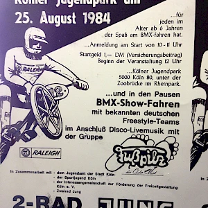 Das Plakat zur ersten BMX Veranstaltung im Jugendpark